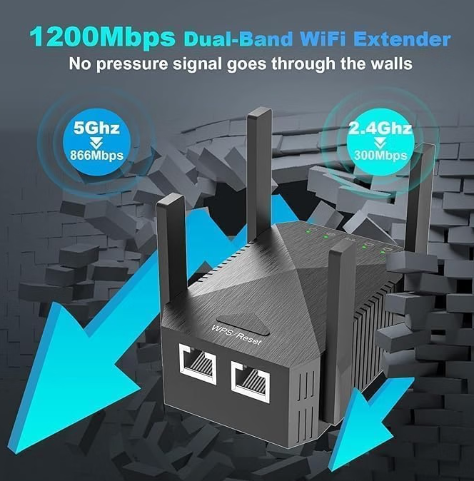 2026 WiFi Extender Internet Booster, 1200Mbps Wi-Fi